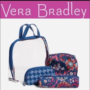 Vera Bradley 4 Piece Cosmetic Set in Dragon Fruit pattern Free Shipping NWT